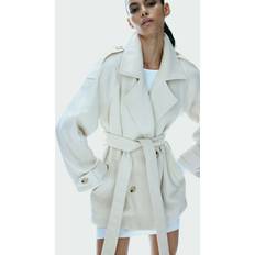 H&M Short Felted Pea Coat - Ljusbeige