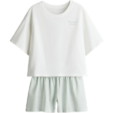 Girls Pyjamases Children's Clothing H&M Cotton Pajamas - White/Gingham Check