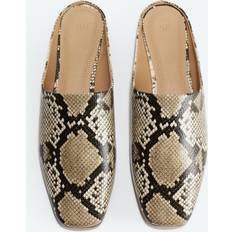 Vita Sandaletter H&M Dam - Vit Mules - Beige/Ormskinnsmönstrad