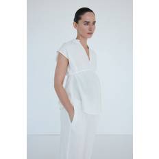 Rundringad Gravid- & Amningskläder H&M Vit MAMA Blus I Bomullsmuslin Size M