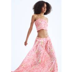 H&M Frill-trimmed Maxi Skirt - Pink