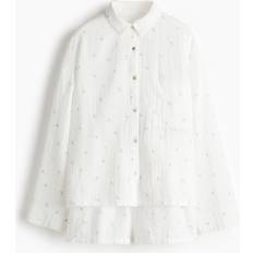 H&M Pyjamas Med Skjorta Och Shorts - Vit/Blommig
