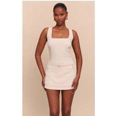 PrettyLittleThing Woven Belt Detail Skort Playsuit - Camel
