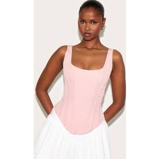 Rosa Korsetter PrettyLittleThing Boned Dip Hem Longline Corset - Pale Pink
