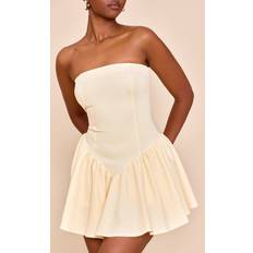 Yellow Jumpsuits & Overalls PrettyLittleThing Woven Bandeau Dropped Waist Playsuit - Yellow