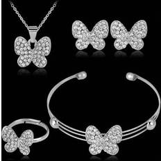 Metal Jewellery Sets Shein Butterfly Design Jewelry Set With Rhinestone Decor - Girls