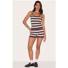 PrettyLittleThing Striped Knit Shorts - Brown