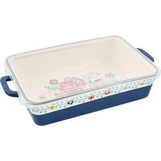 The Pioneer Woman Floral Ceramic Dish 7x10" with Lid Baking Tin 10 "