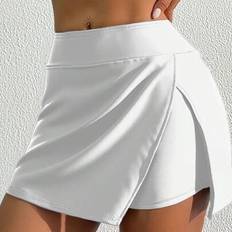 Elastan/Lycra/Spandex Saronger & Kimonos Shein Elegant Side Slit Strandbyxor Baddräkt Nederdel - Vitt