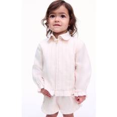 Babies Shirts Children's Clothing H&M Frilled Linen-Blend Overshirt - Pink