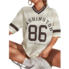 Shein Drop Shoulder Letter Number Print Tee