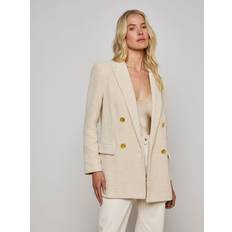White Blazers L'agence Riva Oversized Knit Blazer - White/Ivory/Gold