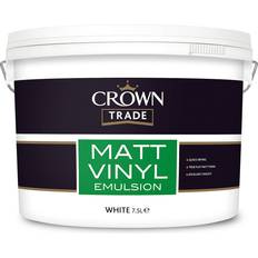Crown Trade Matt Vinyl Emulsion Wall Paint White 7.5L