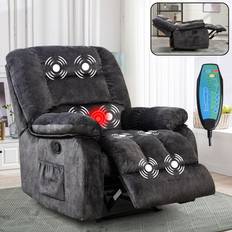 Massage Chairs Bestier Overstuffed Microfiber Recliner Chairs with 8-Point Vibration Dark Grey