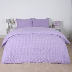 OHS Geometric Seersucker Set Double Duvet Cover Purple (200x200cm)