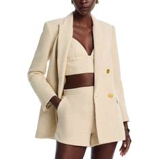 White Blazers L'agence Riva Knit Double Breasted Blazer - White/Ivory/Gold