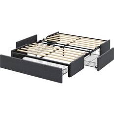 Queen bed frame drawers Allewie platform bed frame with 3 storage drawers, fabric queen