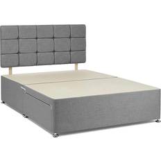 Bedsland Chenille Fabric Divan Bed Base Headboard Double Bed Frame 135x190cm