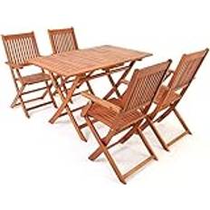 Garden table and chairs wooden Casaria Sydney Wooden Garden Table and Chairs 4 Seater 5 Pieces Patio Dining Set