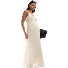 Vero Moda Maternity Plunge Front Lace Maxi Dress Cream White