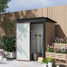 Bike sheds OutSunny Steel Garden Shed 5x3 ft Brown (Building Area )