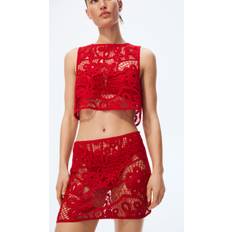 Red - Women Swimsuit Cover-Ups & Sarong Wraps H&M Crochet-Look Beach Skirt - Red
