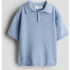 Shirt Collar Polo Shirts H&M Boys Cotton Knit Polo Shirt - Blue