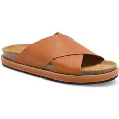 Free People Sidelines Crossover Slide Sandals - Cognac