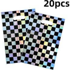 Plastic Gift Bags Temu Iridescent Checkered Plastic Treat Bags 20-pack