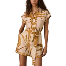 Reiss Jumpsuits & Overalls Reiss Harri Palm Print Belted Playsuit - Neutral