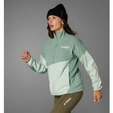 Silver - Women Jackets adidas Terrex Multi Climawarm Fleece Anorak - Silver Green