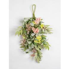 Scottish Everlastings Pink & Green Hydrangea Teardrop Swag Artificial Plant