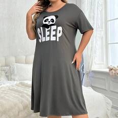 Shein Plus Size Women's Letter & Panda Print Pajama Night Dress