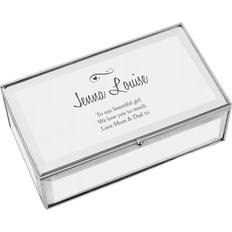 Silver - Women Jewellery Storage Personalised Memento Company Mirrored Jewellery Box - Silver