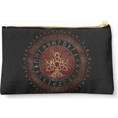 Gold Cosmetic Bags WHIBOS Makeup Bag Tree of Life Triquetra - Black/Red