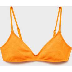 Yellow Bikini Tops Mango Flower Embroidered Bikini Top - Yellow