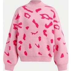 Knitted Sweaters Shein Teen Girls Leopard Pattern Pullover - Pink Rose Red