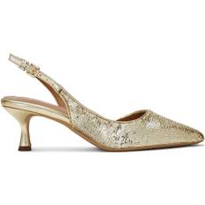 Kurt Geiger Gold Heels & Pumps Kurt Geiger Aria Low2 Sequin Embellished Pointed Slingbacks - Gold