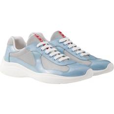 Prada Men's Patent Leather Technical Fabric America's Cup Sneakers - Light Blue
