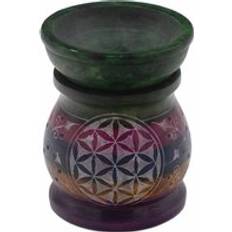 Oil Lamps Ancient Wisdom Soapstone Burner 10cm Flower Of Life Five Colours Oil Lamp