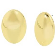 Puffy Oval Statement Button Earrings - Metallic Gold