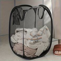 Bathroom Accessories Temu Foldable High-Capacity Mesh Laundry Hamper With Handle