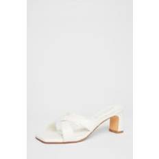 White Heels & Pumps Quiz Wide Fit Cross Strap Mule Heels - White