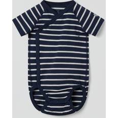Polarn O. Pyret Children's Clothing Polarn O. Pyret Striped Wraparound Short Sleeve Babygrow - Blue