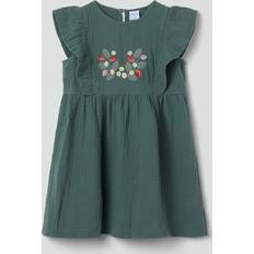 Polarn O. Pyret Klänningar Barnkläder Polarn O. Pyret Embroidered Frilled Kids Dress - Green