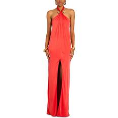 Retrofête Becs Satin Halter Gown - Geranium