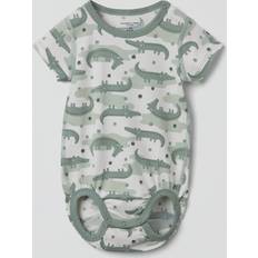 Polarn O. Pyret Bodysuits Polarn O. Pyret Crocodile Print Short Sleeve Babygrow - White