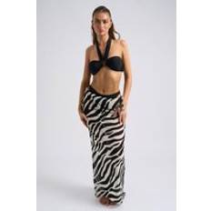 Black Swimsuit Cover-Ups & Sarong Wraps Animal Beach Skirt - Black