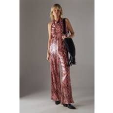 Orange Jumpsuits & Overalls Warehouse Womens Snake Sequin Cowl Neck Drop Waist Jumpsuit - Orange