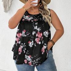 6XL - Dam Linnen Shein Plus Size Women's Summer Pleated Camisole Väst Top - Multifärgad